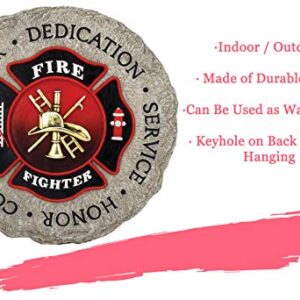 Spoontiques Firefighter Stepping Stone - Garden Décor - Decorative Stone for Patio Home Lawn and Yard