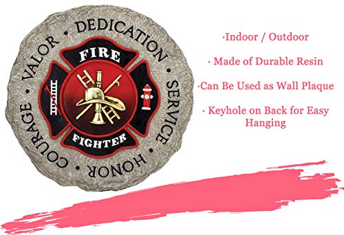 Spoontiques Firefighter Stepping Stone - Garden Décor - Decorative Stone for Patio Home Lawn and Yard