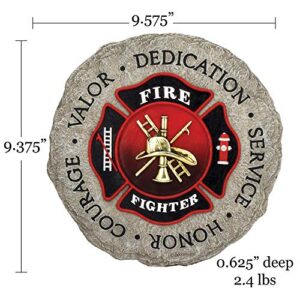 Spoontiques Firefighter Stepping Stone - Garden Décor - Decorative Stone for Patio Home Lawn and Yard