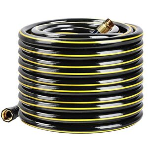 solution4patio homes garden hose no kink 3/4 in. x 25 ft. black water hose, no leaking, heavy duty, high water pressure, male/female brass fittings 12 year warranty #g-h165b09, no dop, eco-friendly