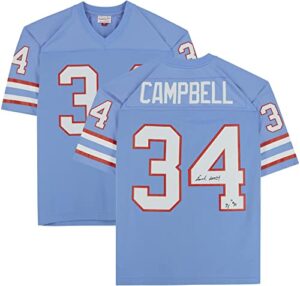 earl campbell houston oilers autographed mitchell & ness light blue replica jersey with “hof” inscription – autographed nfl jerseys
