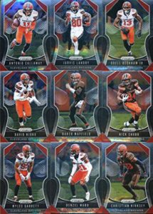 2019 panini prizm football cleveland browns veteran team set of 9 cards: antonio callaway(#84), jarvis landry(#85), odell beckham jr.(#86), david njoku(#87), baker mayfield(#88), nick chubb(#89), myles garrett(#90), denzel ward(#91), christian kirksey(#92