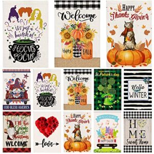garden flag set of 10 double sided 12 x 18 inch yard flag halloween small garden flags for outside christmas welcome seasonal fall garden flags decor for outdoor holiday decorations