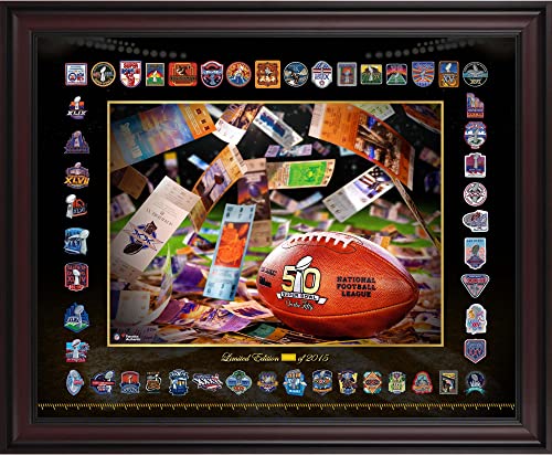 Super Bowl On The Fifty Framed 16" x 20" Patches Collage - Limited Edition of 2015 - NFL Team Plaques and Collages