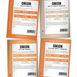 Onion Seeds for Planting - 8 Long and Short Day Varieties Yellow, Red, White, Sweet and Green Onions for Summer, Fall, Onion Seed by Gardeners Basics