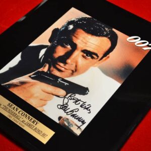 007 THUNDERBALL Signed SEAN CONNERY Autograph Framed Photo, JAMES BOND with CAFE MARTINIQUE Menu & Plate, Ashtray & Matches!