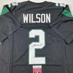 Autographed/Signed Zach Wilson New York Black Football Jersey JSA COA