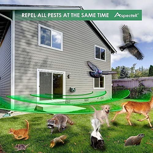 Yard Sentinel Outdoor Ultrasonic Animal Repeller with Motion Sensor, Adjustable Volume, Waterproof, Extension Cord, Powerful Repel for Squirrel, Raccoon, Skunk, Rabbit, Fox, Deer, Etc