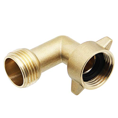 Twinkle Star Garden Hose Elbow Connector 90 Degree Brass Hose Elbow(2pcs) 3/4" Heavy Duty Hose Adapter with 2 O-rings Brass Garden Hose Elbow Solid Brass Adapter