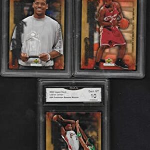 2003 LEBRON JAMES 3 CARD ROOKIE LOT UPPER DECK GRADED GMA GEM MINT 10 ALL TIME SCORING LEADER GOAT