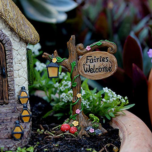 PRETMANNS Fairy Garden House Kit – Fairy Garden Accessories – Fairy Houses for Gardens Outdoor - Fairy House Kit with Fairies for Fairy Garden – Fairy House 7" High - Fairy Garden Kit 4 Pieces