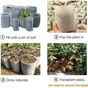 150 pcs Biodegradable Non-Woven Plant Nursery Bags Fabric Seedling Bags Plant Grow Bags for Home Garden Supply 3.93”x 4.72”