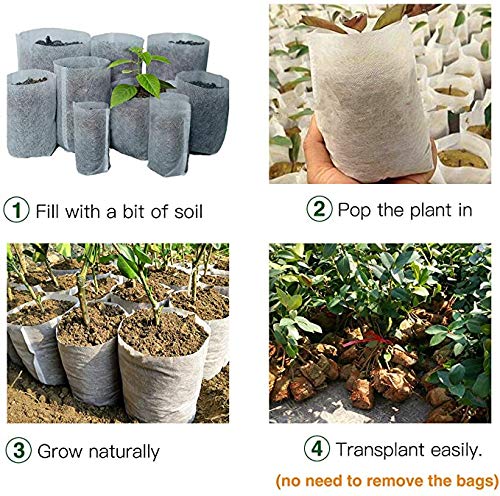 150 pcs Biodegradable Non-Woven Plant Nursery Bags Fabric Seedling Bags Plant Grow Bags for Home Garden Supply 3.93”x 4.72”