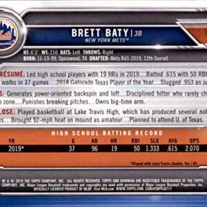 2019 Bowman Draft Baseball #BD-39 Brett Baty New York Mets Official MLB Trading Card produced by Topps