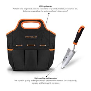 Garden Tools, ENGiNDOT 7 Pcs Stainless Steel Heavy Duty Multi Garden Tool Set, Gardening Tools with Water Proof and Never Mould Tote, Gardening Gifts for Men and Women, Indoor and outdoor Plant