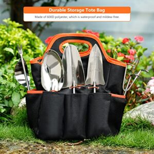 Garden Tools, ENGiNDOT 7 Pcs Stainless Steel Heavy Duty Multi Garden Tool Set, Gardening Tools with Water Proof and Never Mould Tote, Gardening Gifts for Men and Women, Indoor and outdoor Plant