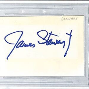 JAMES JIMMY STEWART Signed Autographed Index Card Beckett BAS Slabbed