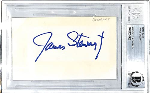 JAMES JIMMY STEWART Signed Autographed Index Card Beckett BAS Slabbed