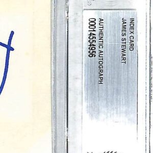 JAMES JIMMY STEWART Signed Autographed Index Card Beckett BAS Slabbed