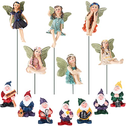 13 Pieces Fairies Gnome Decoration Miniature Fairy Gnome Accessories Fairy Gnome Figurine Decor for Garden Yard Outdoor Home Decoration