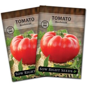 sow right seeds – beefsteak tomato seeds for planting – non-gmo heirloom – instructions to plant a home vegetable garden – wonderful gardening gift (2)