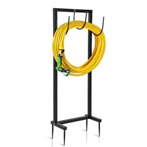 garden hose holder freestanding thicker metal hose stand securely hold hose 3/4 inch x 100 ft, detachable water hose stand for outdoor yard