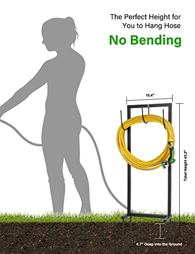 Garden Hose Holder Freestanding Thicker Metal Hose Stand Securely Hold Hose 3/4 inch x 100 ft, Detachable water hose stand for Outdoor Yard