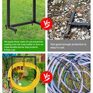 Garden Hose Holder Freestanding Thicker Metal Hose Stand Securely Hold Hose 3/4 inch x 100 ft, Detachable water hose stand for Outdoor Yard