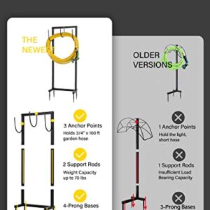 Garden Hose Holder Freestanding Thicker Metal Hose Stand Securely Hold Hose 3/4 inch x 100 ft, Detachable water hose stand for Outdoor Yard