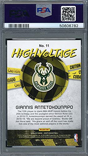 Giannis Antetokounmpo 2019 Panini Hoops High Voltage Card #11 PSA 9