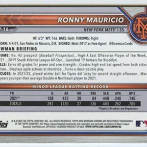 2022 BOWMAN CHROME PROSPECTS #BCP-16 RONNY MAURICIO METS BASEBALL MLB