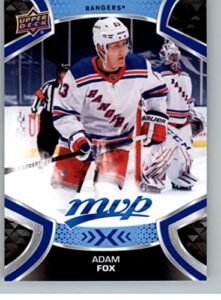 2021-22 upper deck mvp blue #190 adam fox new york rangers official nhl hockey card in raw (nm or better) condition