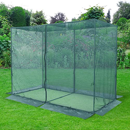 GROWNEER 4 x 8 Feet Crop Cage Plant Protection Tent with 6 Ground Staples, Storage Bag, Steel Tubes, Connectors, Suitable for Garden, Yard, Lawn