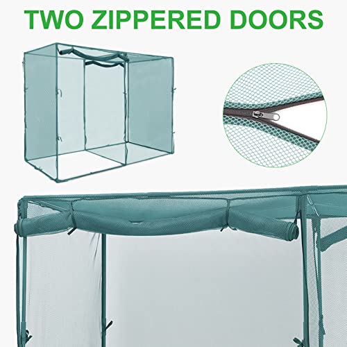 GROWNEER 4 x 8 Feet Crop Cage Plant Protection Tent with 6 Ground Staples, Storage Bag, Steel Tubes, Connectors, Suitable for Garden, Yard, Lawn