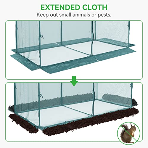 GROWNEER 4 x 8 Feet Crop Cage Plant Protection Tent with 6 Ground Staples, Storage Bag, Steel Tubes, Connectors, Suitable for Garden, Yard, Lawn