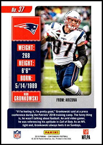 Football NFL 2018 Panini Contenders Season Tickets #37 Rob Gronkowski #37 NM+ Patriots