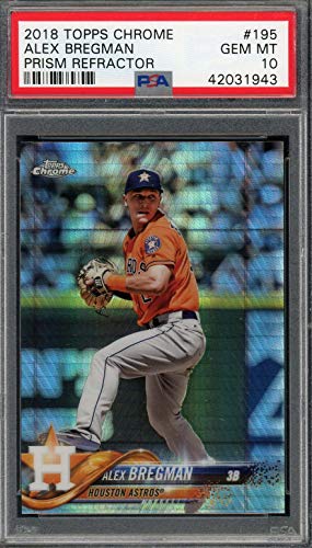 Alex Bregman 2018 Topps Chrome Prism Refractor Baseball Card #195 Graded PSA 10 GEM MINT