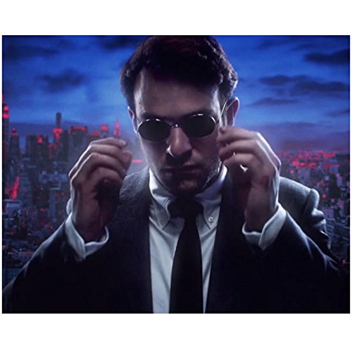 Daredevil (TV Series 2015 - ) 8 inch x 10 inch Photo Charlie Cox Putting On/Taking Off Dark Glasses kn