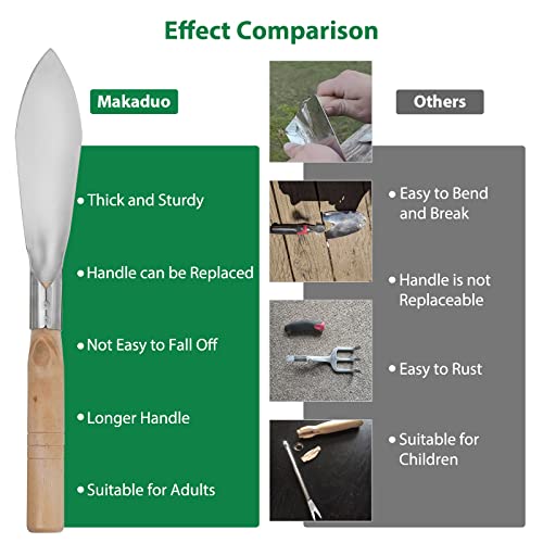 Makaduo Garden Tool Set with Bag 7 Piece Stainless Steel Heavy Duty Gardening Tools Set with Wood Handle Gardening Hand Tools kit with Pruning Shear for Planting Gardening Gift for Women Men