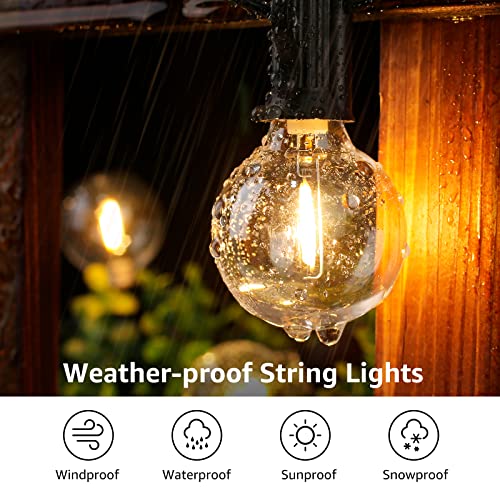 Lepro LED Outdoor String Lights for Patio, 50ft Bistro Lights with 26 Shatterproof G40 Globe Edison Bulbs, Waterproof Café Lights, Backyard Hanging Lights for Deck, Pergola, Porch, Garden, Gazebo