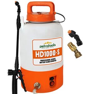 petratools battery powered sprayer, electric sprayers in lawn and garden with easy-to-carry strap, weed sprayer, electric sprayer & yard sprayer with ultra long-lasting battery life, 1 gallon hd1000-s