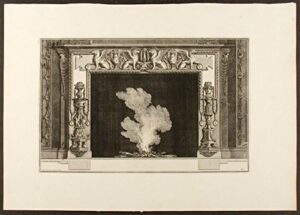 [plate of an neo-classical fireplace, from”diverse maniere d’adornare i cammini ed ogni altra parte degli edifizi”.