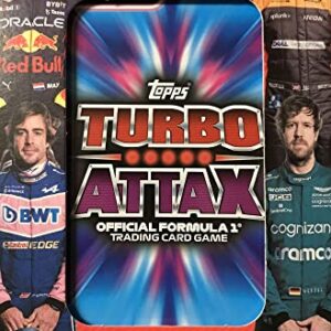 Topps 2022 Formula 1 Racing FUTURE LEGENDS Turbo Attax Sealed MEGA Tin with Mick Schumacher and Lando Norris Exclusive Cards and 4 Limited Editions