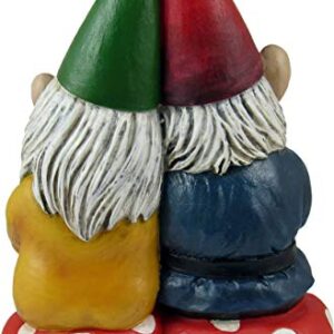 DWK World of Wonders Gnome & Forever - Adorable Hand-Painted Gnome Couple in Love with Heart-Shaped Forever Wood Slice Indoor Outdoor Figurine Cute Romantic Home Garden Patio Lawn Accent, 6.5-inch