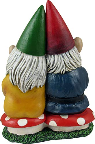 DWK World of Wonders Gnome & Forever - Adorable Hand-Painted Gnome Couple in Love with Heart-Shaped Forever Wood Slice Indoor Outdoor Figurine Cute Romantic Home Garden Patio Lawn Accent, 6.5-inch