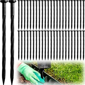 200 pack 8 inch landscape edging stakes plastic garden spikes spiral nylon landscape anchoring spikes ground stakes lawn spikes for paver edging, weed barriers, turf, house construction