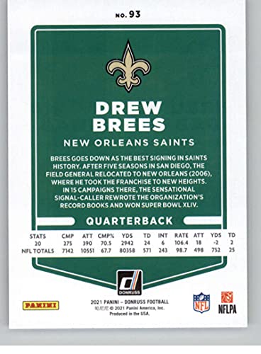 2021 Donruss #93 Drew Brees New Orleans Saints NFL Football Card NM-MT