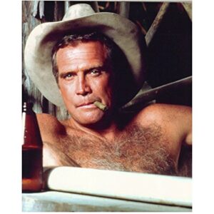 lee majors 8 x 10 photo the fall guy the six million dollar man the big valley in tub cowboy hat smoking cigar kn