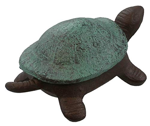 Top Brass Turtle Key Hider Figurine - Cast Iron Garden Statue with Secret Compartment - Indoor / Outdoor