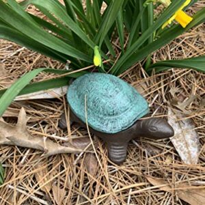 Top Brass Turtle Key Hider Figurine - Cast Iron Garden Statue with Secret Compartment - Indoor / Outdoor